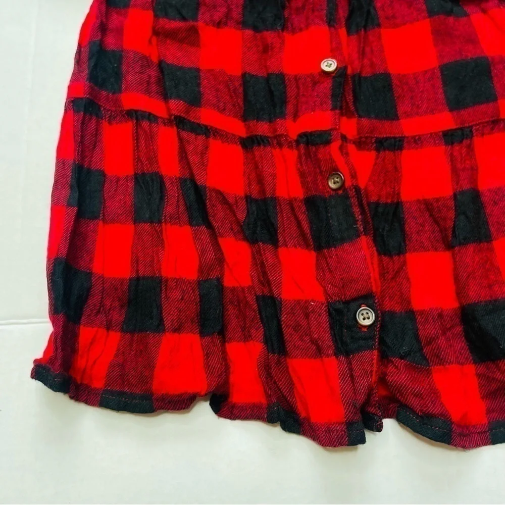 OLD Navy Buffalo Plaid Button Down Flannel Tiered Dress in Red and Black